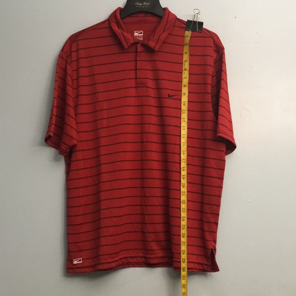 Nike Red Polo Shirt with Subtle Stripes